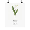 May Birth Flower Print – Lily of the Valley Personalized Wall Art Gift, Matte
