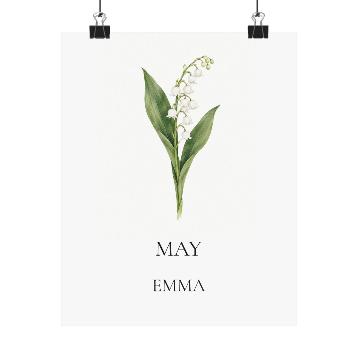 May Birth Flower Print – Lily of the Valley Personalized Wall Art Gift, Matte