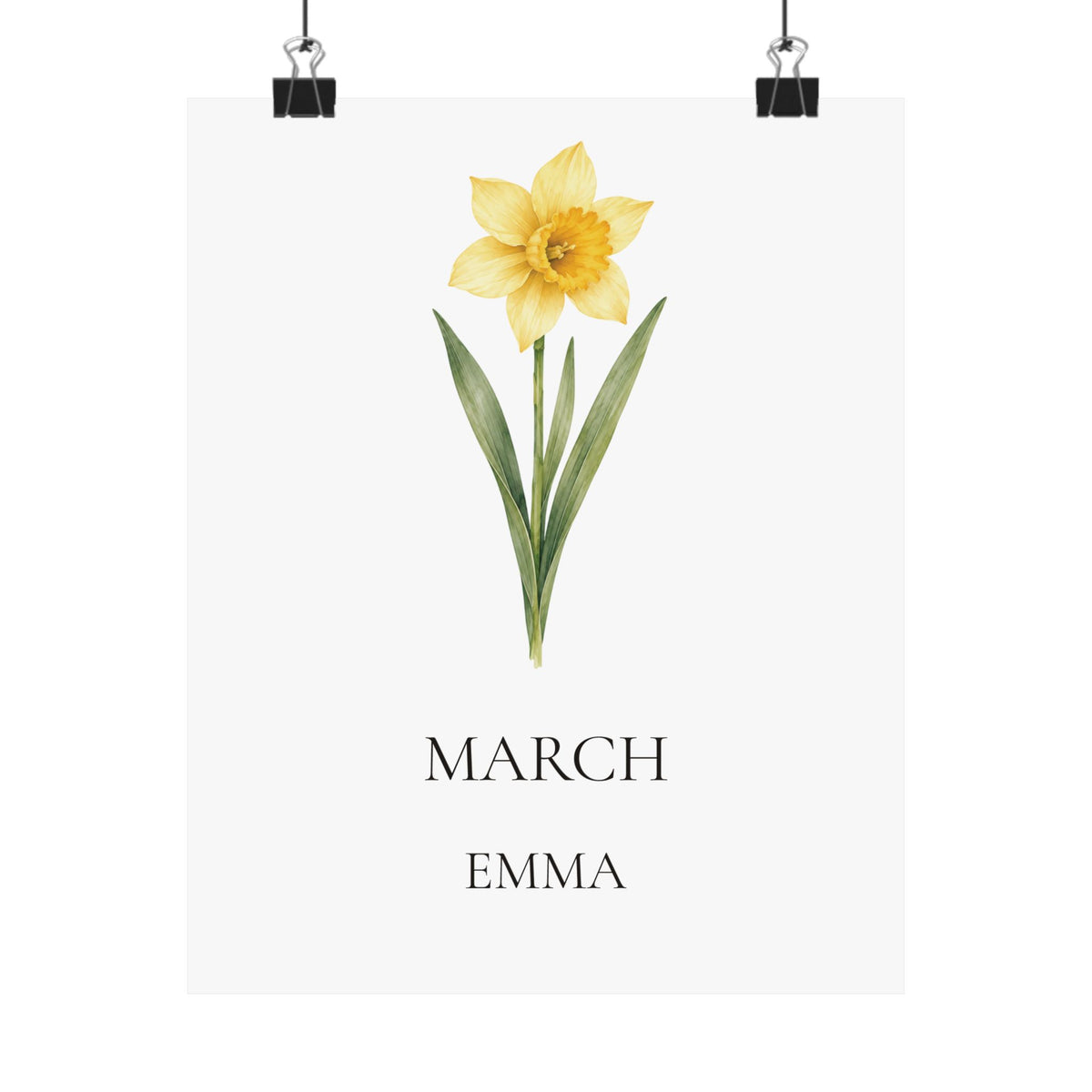 March Birth Flower Print – Daffodil Personalized Wall Art Gift, Matte