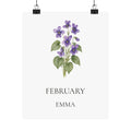 February Birth Flower Print – Violet Personalized Wall Art Gift, Matte