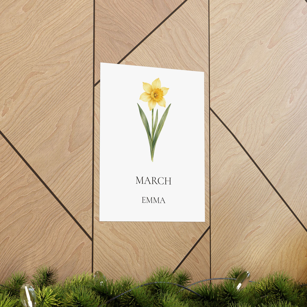 March Birth Flower Print – Daffodil Personalized Wall Art Gift, Matte