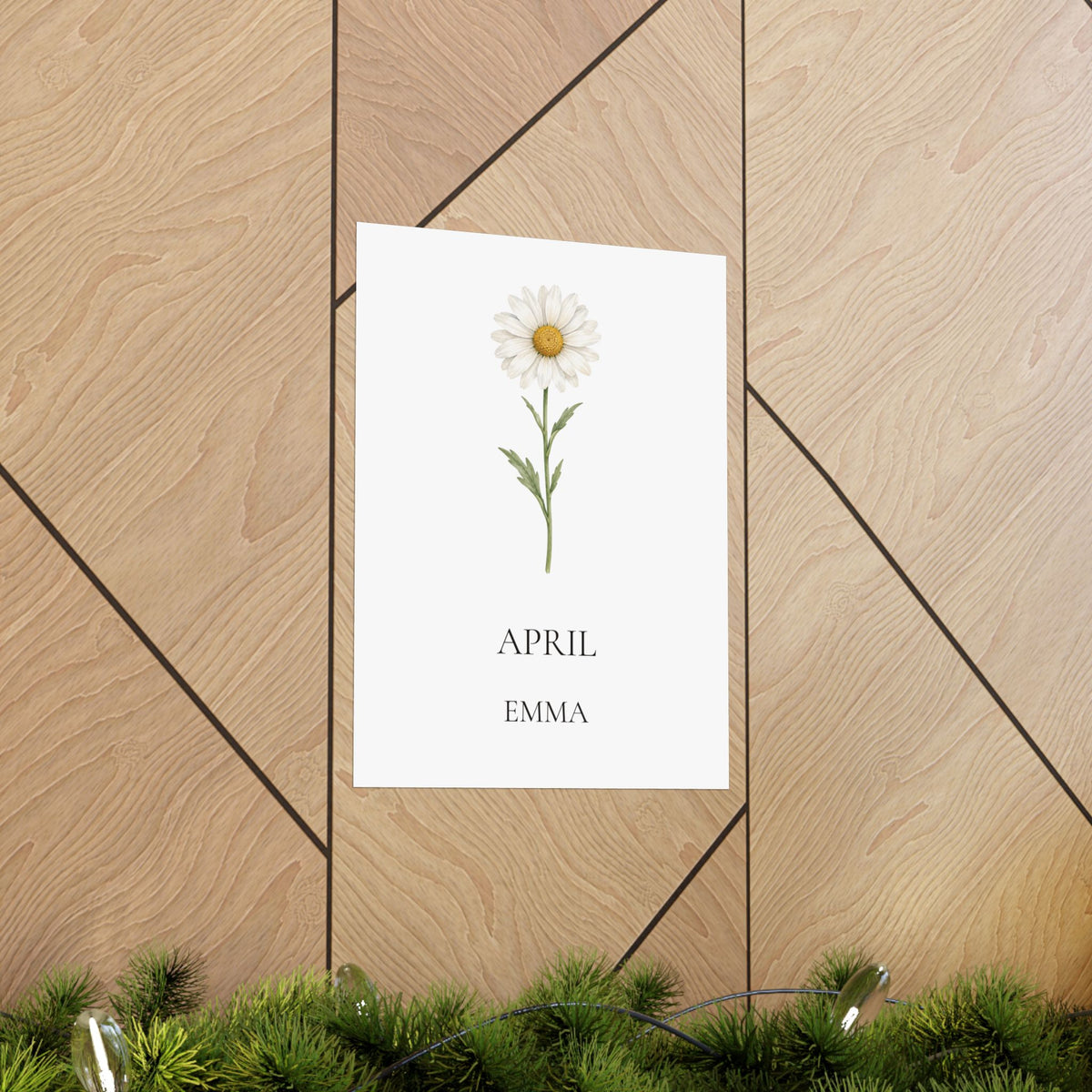 April Birth Flower Print – Daisy Personalized Wall Art Gift, Matte