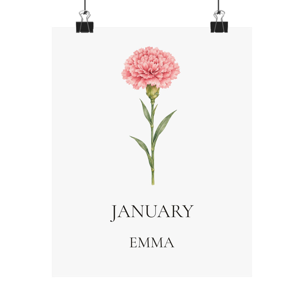 January Birth Flower Print – Carnation Personalized Wall Art Gift, Matte