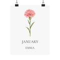 January Birth Flower Print – Carnation Personalized Wall Art Gift, Matte