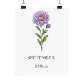 September Birth Flower Print – Aster Personalized Wall Art Gift, Matte
