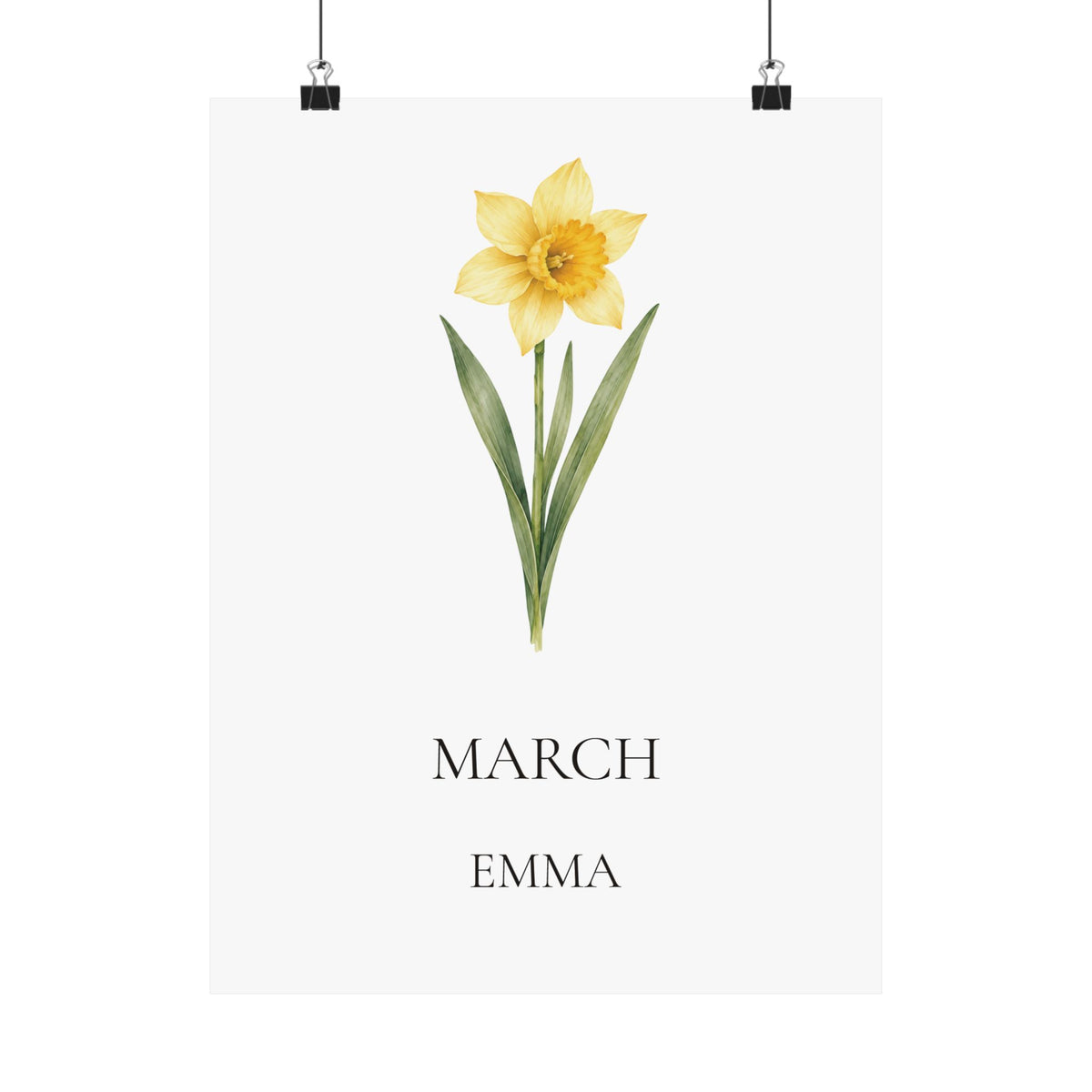 March Birth Flower Print – Daffodil Personalized Wall Art Gift, Matte