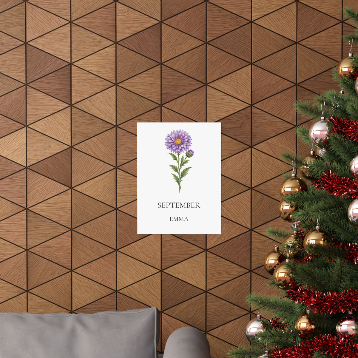 September Birth Flower Print – Aster Personalized Wall Art Gift, Matte