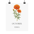 October Birth Flower Print – Marigold Personalized Wall Art Gift, Matte