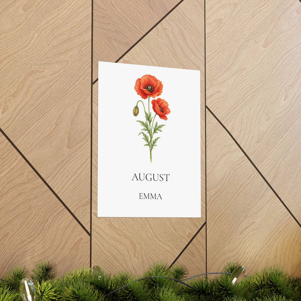 August Birth Flower Print – Poppy Personalized Wall Art Gift, Matte