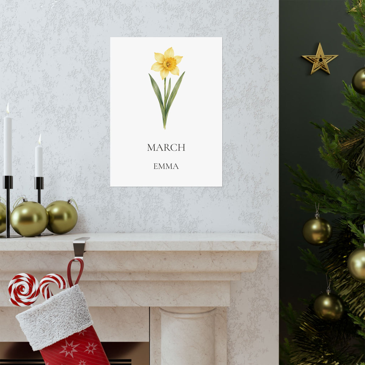 March Birth Flower Print – Daffodil Personalized Wall Art Gift, Matte