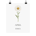 April Birth Flower Print – Daisy Personalized Wall Art Gift, Matte